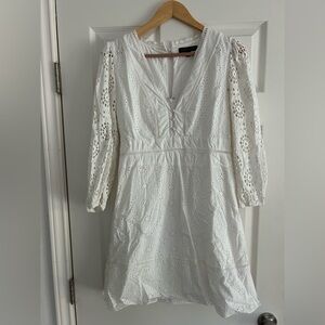 Banana Republic White Ruched V-Neck Sundress